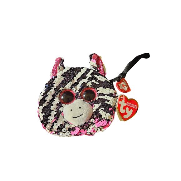 Ty Zoey the zebra filippable sequin plush change purse - Picture 1 of 5